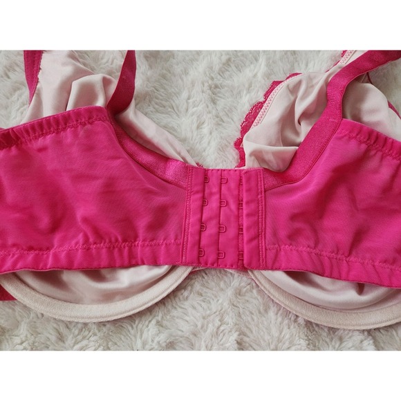 Cacique 44D Bra Pink Floral Lace Underwire Back Closure Adjustable Straps - Picture 5 of 8
